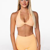 Dynamic Halter Twist Crop - Apricot