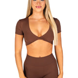 'Bella' Twist Tee - Mocha Brown