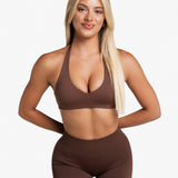 Dynamic Staple Halter Crop - Mocha