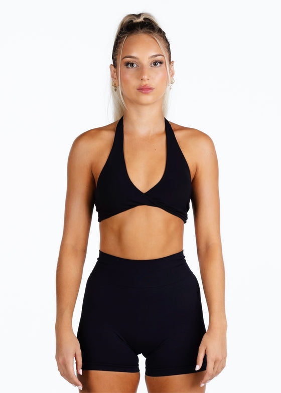 'Infinity' Halter Crop - Black