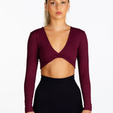 ‘Bella' Twist Long Sleeve - Dark Burgundy