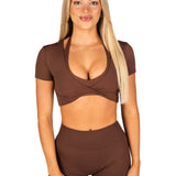 'Bella' Twist Tee - Mocha Brown