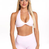 Dynamic Halter Twist Crop - Baby Doll