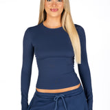 Kikiva Basic Tee Long Sleeve -  Navy