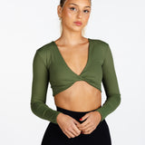 ‘Bella' Twist Long Sleeve - Khaki