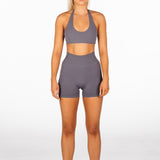 Signature Halter Crop - Charcoal