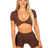 'Bella' Twist Tee - Mocha Brown