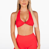 Dynamic Halter Twist Crop - Cherry Red