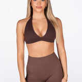 'Lacey Halter' Crop - Coffee