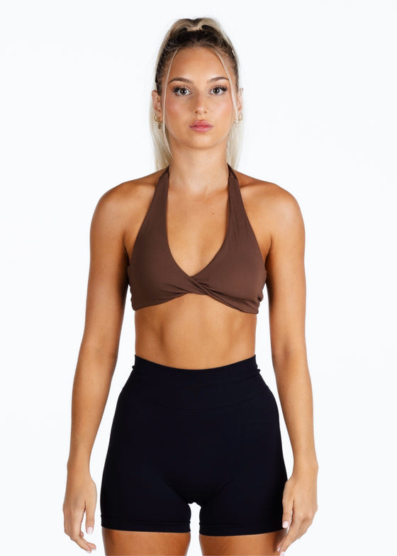 'Infinity' Halter Crop - Dark Mocha