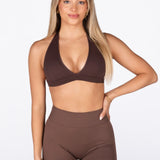 'Lacey Halter' Crop - Coffee