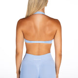 Dynamic Halter Twist Crop - Ice Blue