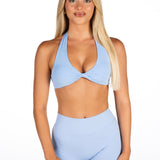 Dynamic Halter Twist Crop - Ice Blue