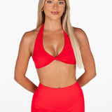 Dynamic Halter Twist Crop - Cherry Red