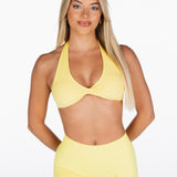 Dynamic Halter Twist Crop - Yellow