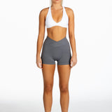 Aria Cross Over Scrunch Shorts - Dark Grey