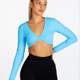 ‘Bella' Twist Long Sleeve - Aqua Blue