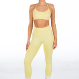 Lycra Seamless Leggings - Light Yellow