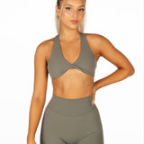 'CoreActive' Twist Crop - Forest Green