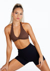 'Infinity' Halter Crop - Dark Mocha