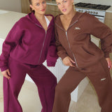 ‘Kikiva’ Lounge Wide Leg Trackpant - Wine