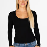 Kikiva Ribbed Long Sleeve - Black