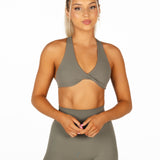 'CoreActive' Twist Crop - Forest Green