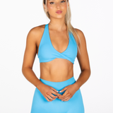 'Infinity' Cross-Back Crop - Aqua Blue