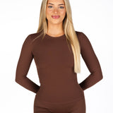 Kikiva Basic Tee Long Sleeve -  Mocha Brown