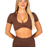 'Bella' Twist Tee - Mocha Brown