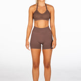 'Layla' Halter Crop - Brown