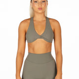 'CoreActive' Twist Crop - Forest Green