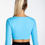 ‘Bella' Twist Long Sleeve - Aqua Blue