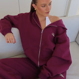 ‘Kikiva’ Lounge Zip Jacket - Wine