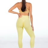 Lycra Seamless Leggings - Light Yellow