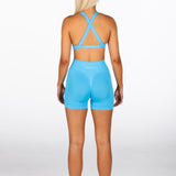 Mini Signature Scrunch Shorts - Aqua Blue