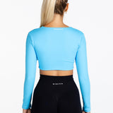 ‘Bella' Twist Long Sleeve - Aqua Blue