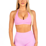 Dynamic Staple Halter Crop - Candy Pink