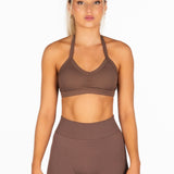 'Layla' Halter Crop - Brown