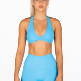 'Infinity' Cross-Back Crop - Aqua Blue