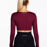 ‘Bella' Twist Long Sleeve - Dark Burgundy