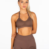 'Layla' Halter Crop - Brown