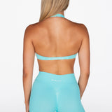 Dynamic Halter Twist Crop - Aquamarine