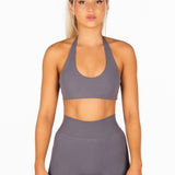 Signature Halter Crop - Charcoal