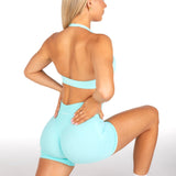 Dynamic Staple Halter Crop - Aquamarine