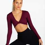 ‘Bella' Twist Long Sleeve - Dark Burgundy