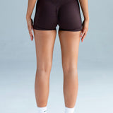 Aria Cross Over Scrunch Shorts - Dark Chocolate