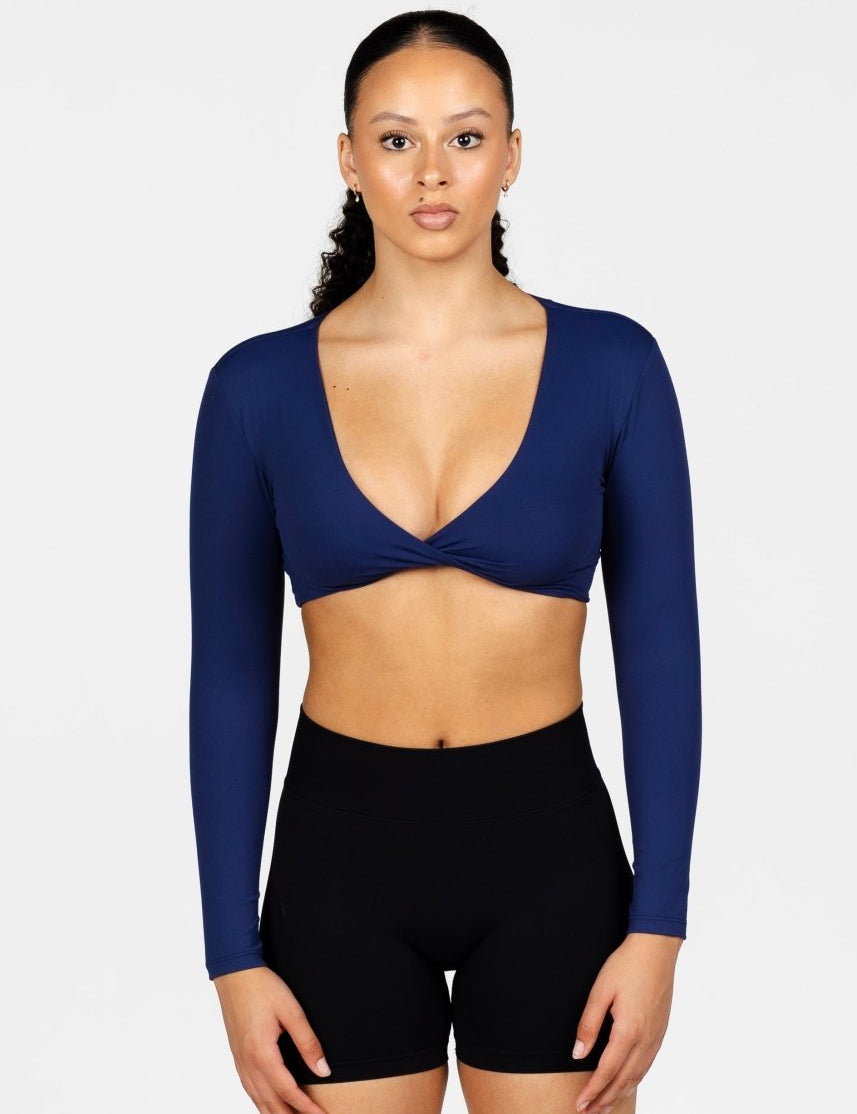 'Bella' Twist Long Sleeve - Dark Blue - Kikiva Collection