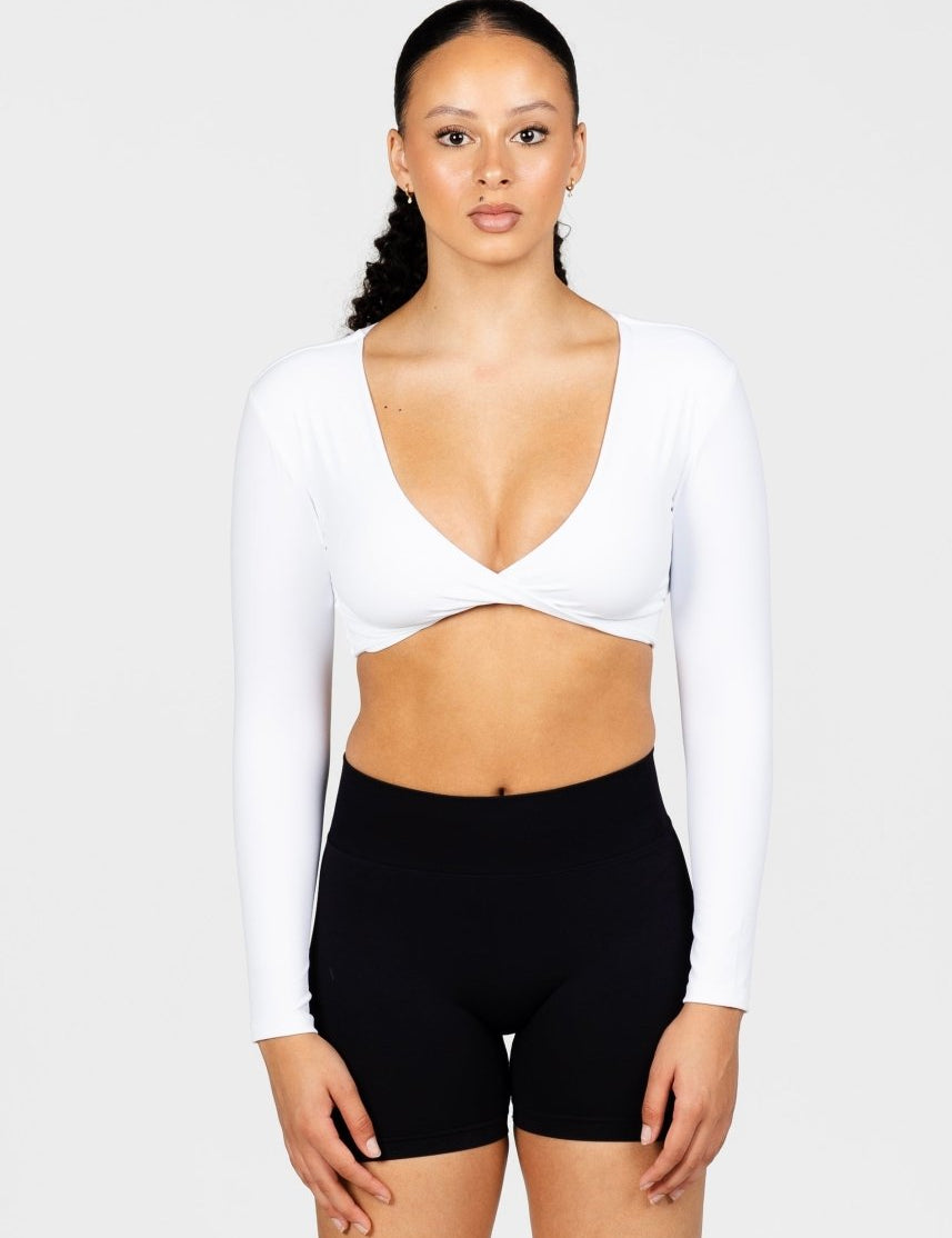 ‘Bella’ Twist Long Sleeve - White - Kikiva Collection