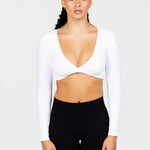 ‘Bella’ Twist Long Sleeve - White - Kikiva Collection